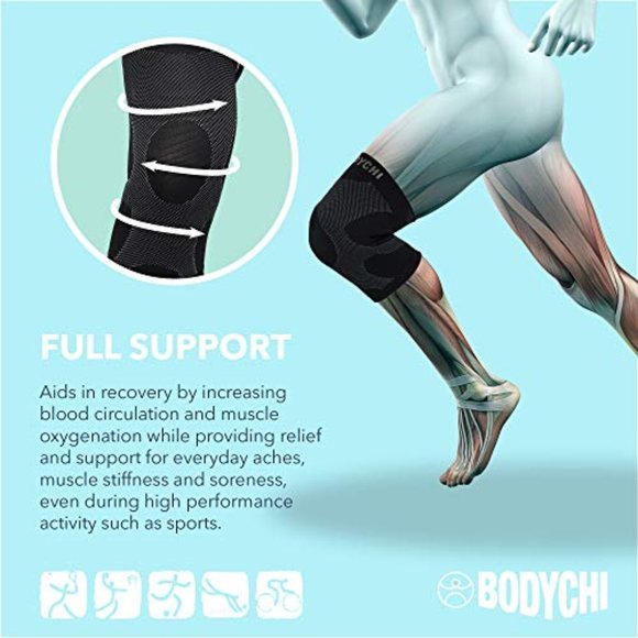 New in box BODYCHI pair of performance knee compression sleeves moisture wicking - Picture 4 of 8